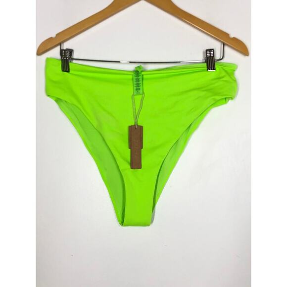SKIMS Signature Swim Mid Waist Bikini Bottom Swimwear in Neon Green NWT XL - Picture 3 of 8